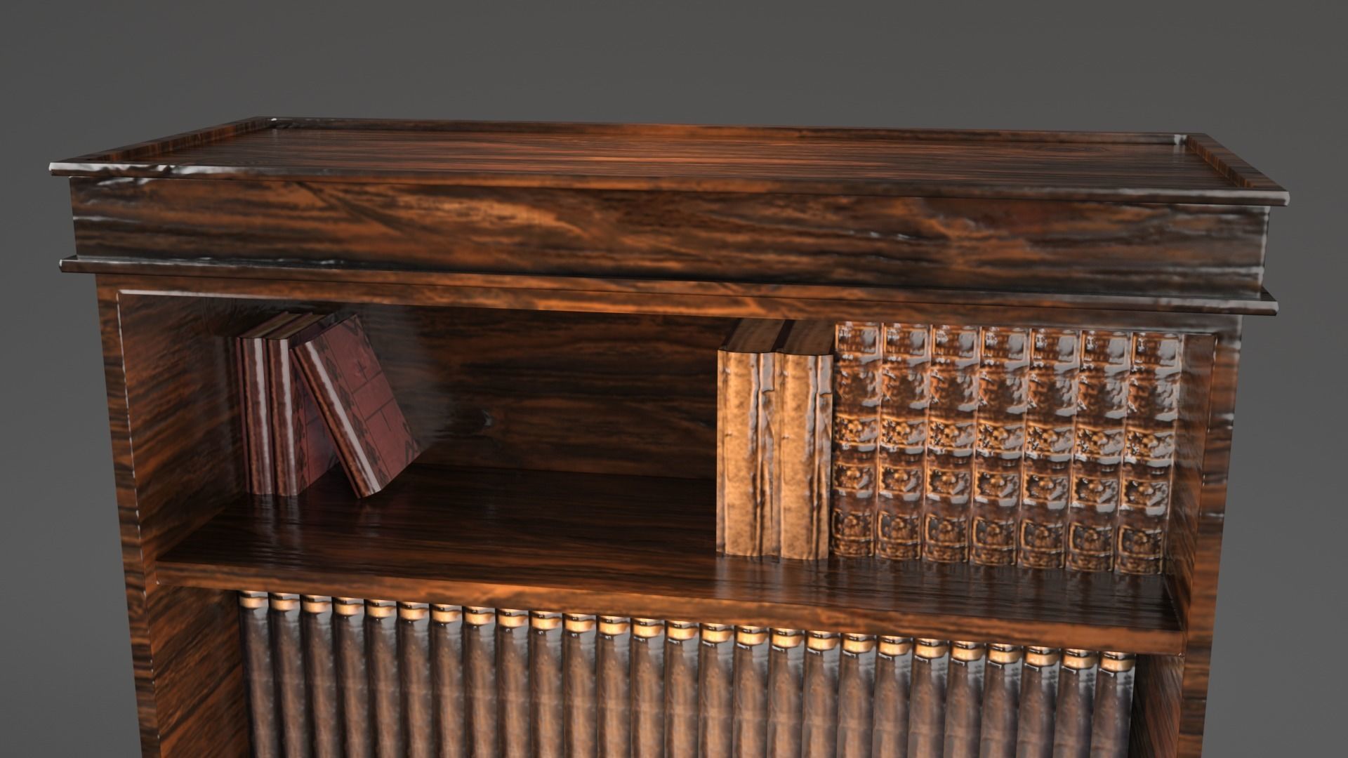 Bookcase wooden Low-poly 3D model_9