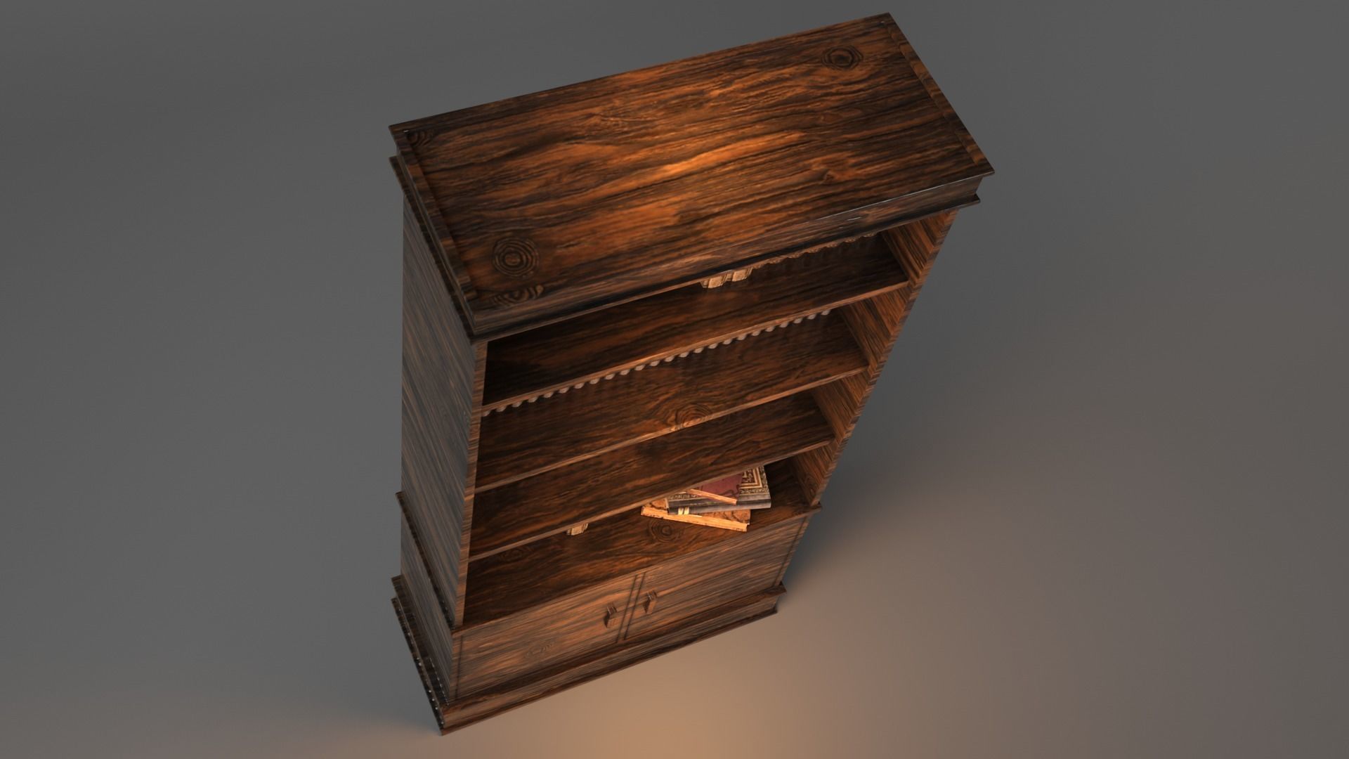 Bookcase wooden Low-poly 3D model_10
