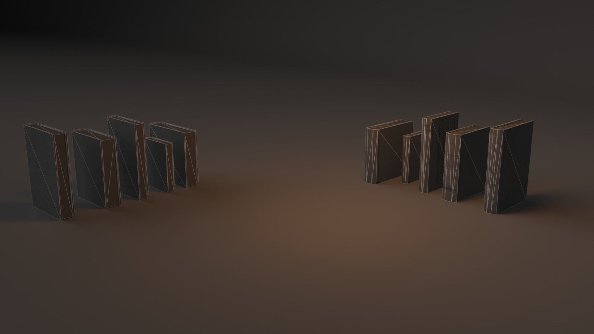 Bookcase wooden Low-poly 3D model_5