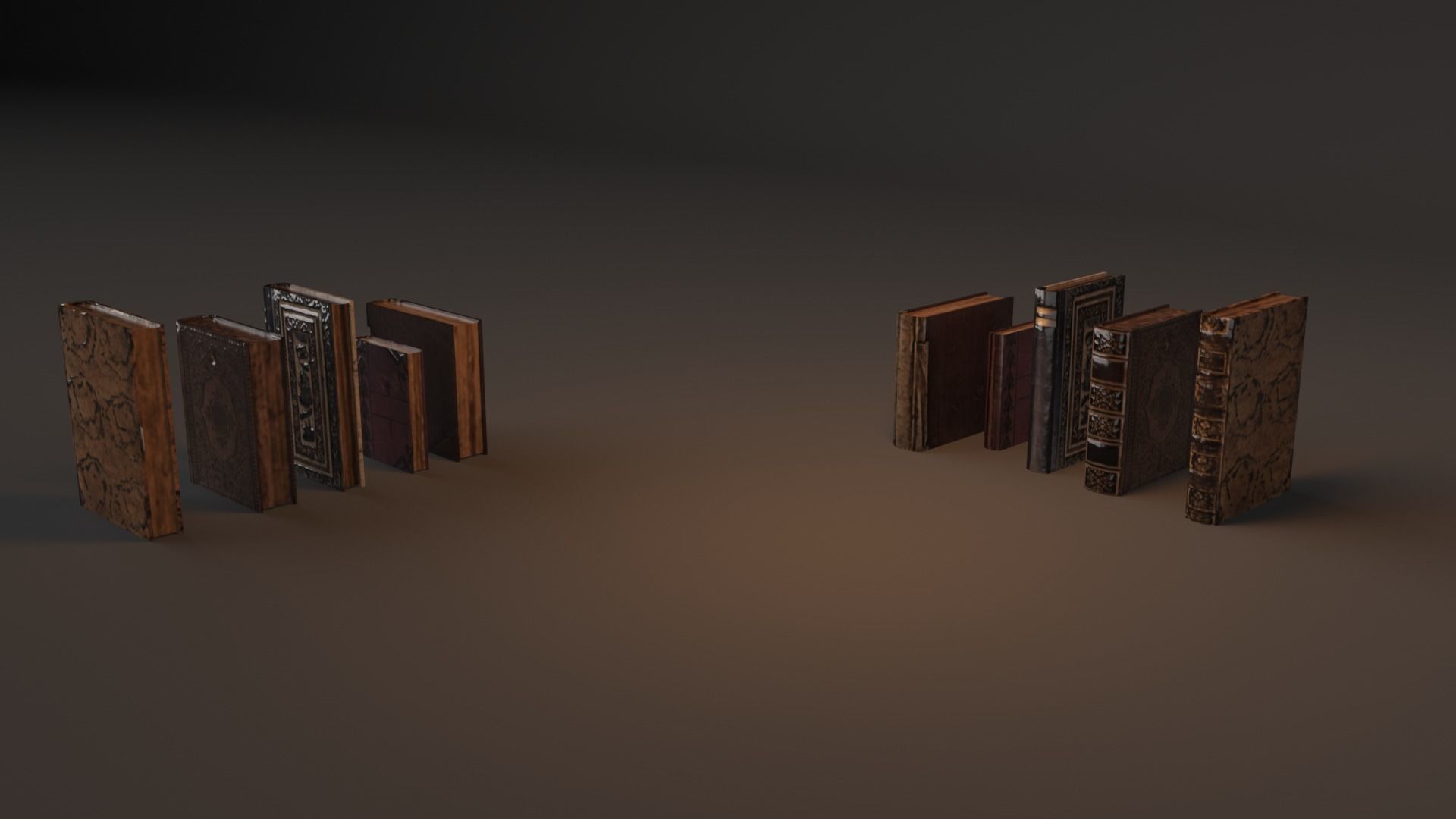 Bookcase wooden Low-poly 3D model_4