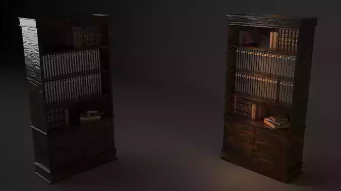 Bookcase wooden Low-poly 3D model