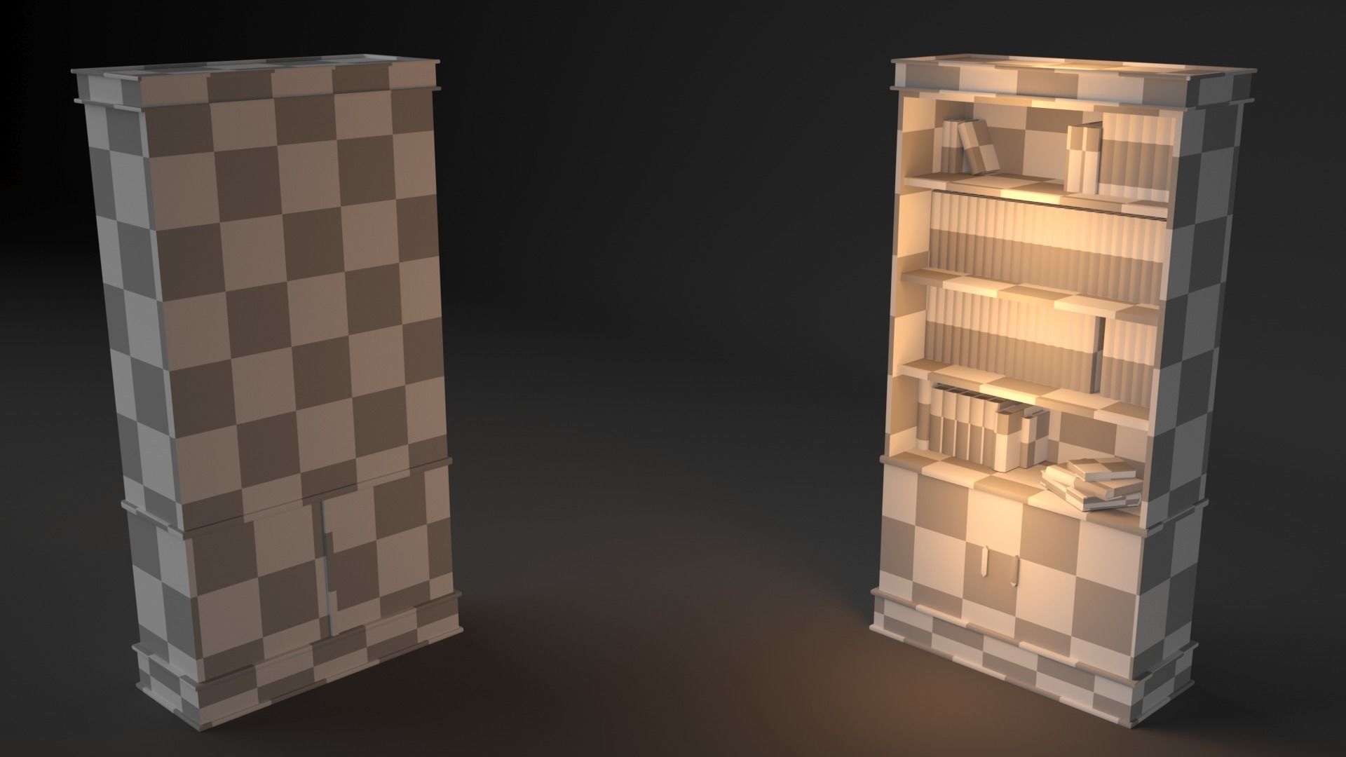 Bookcase wooden Low-poly 3D model_6