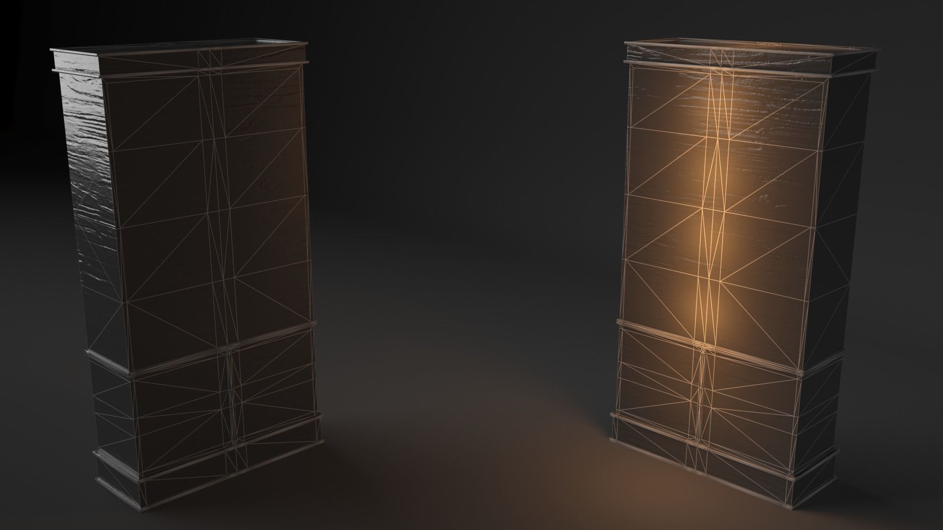 Bookcase wooden Low-poly 3D model_3