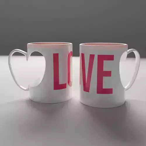 MUG Cup with love shape cut for Your Logo Low-poly 3D model