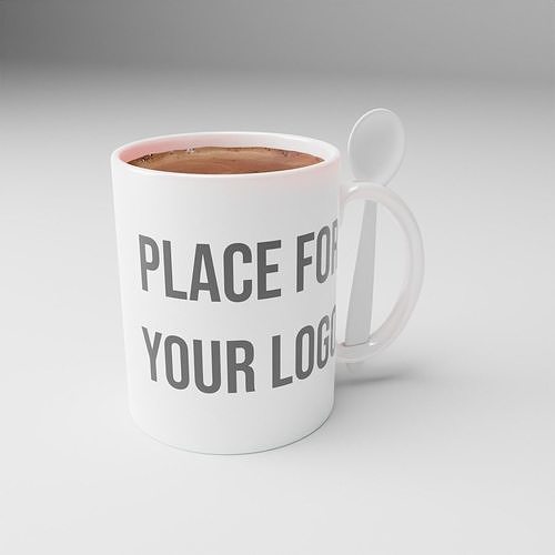 MUG Cup with a spoon Low-poly 3D model
