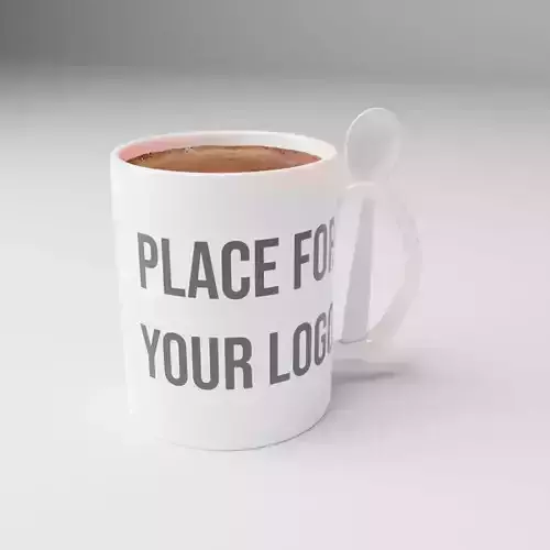 MUG Cup with a spoon Low-poly 3D model