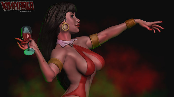 Vampirella statue of woman holding knife 3D model