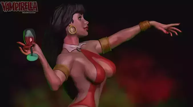 Vampirella statue of woman holding knife 3D model