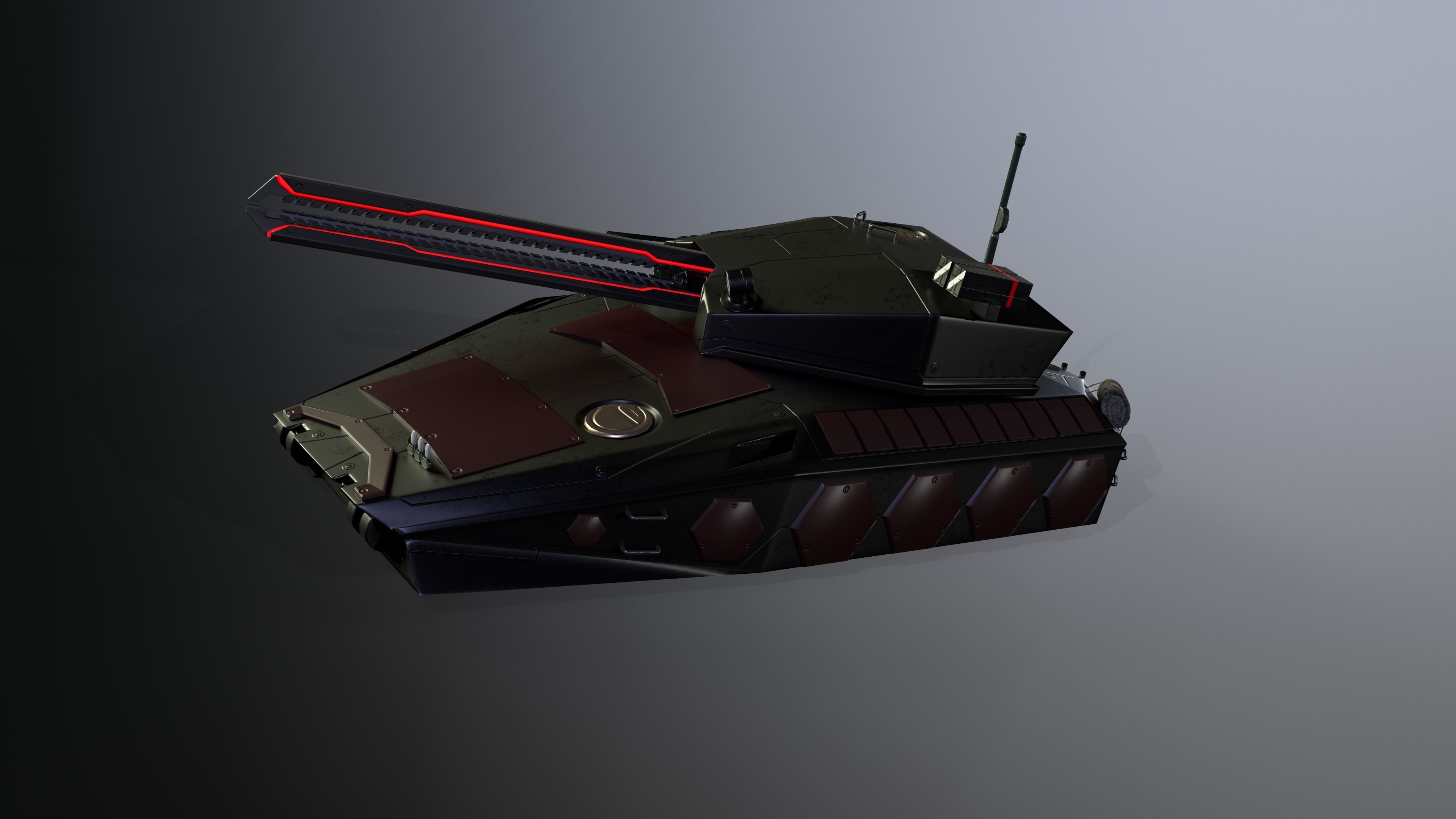 Gameready Sci-Fi Heavy Tank With Railgun Low-poly 3D model_2