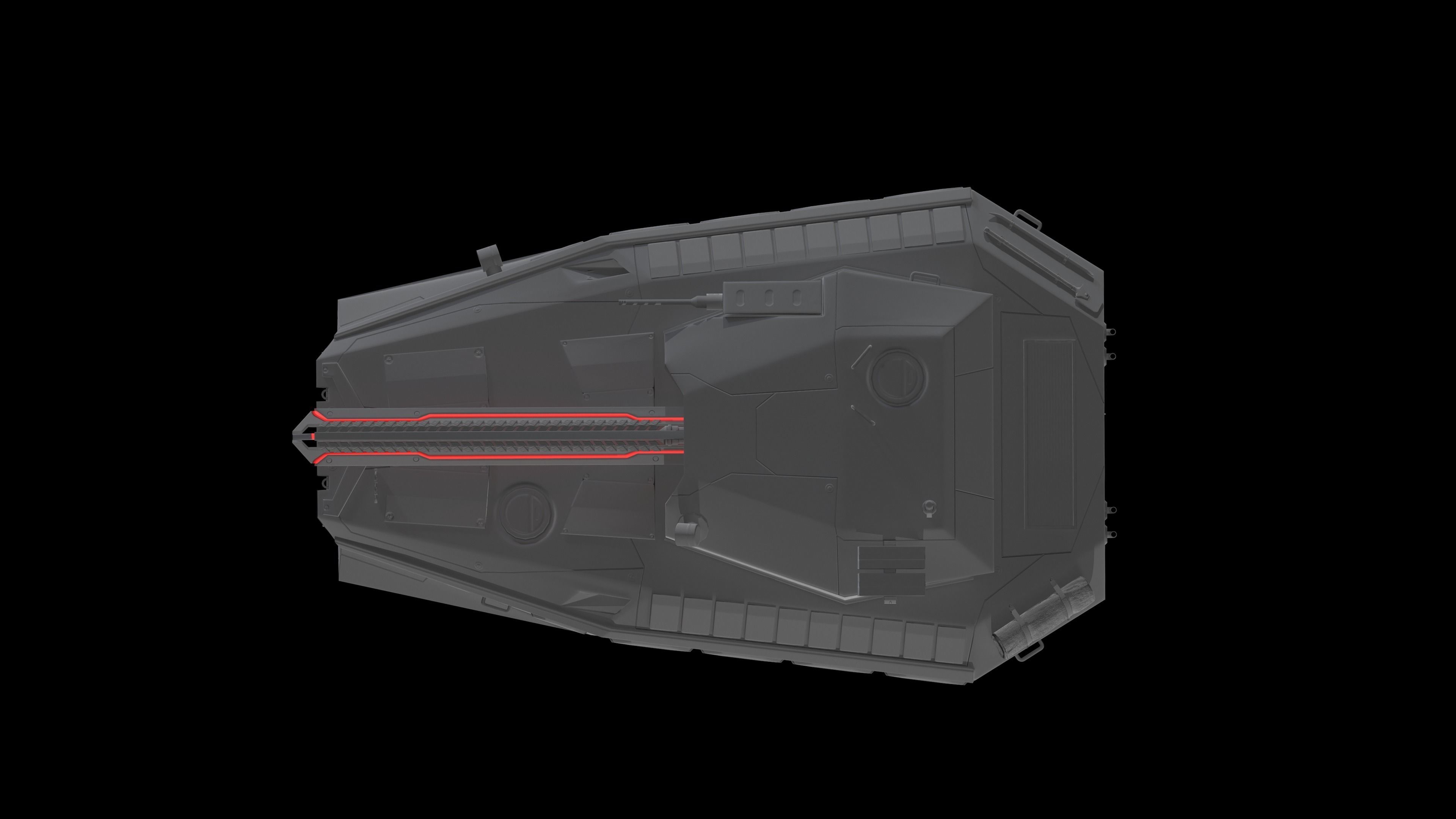 Gameready Sci-Fi Heavy Tank With Railgun Low-poly 3D model_7