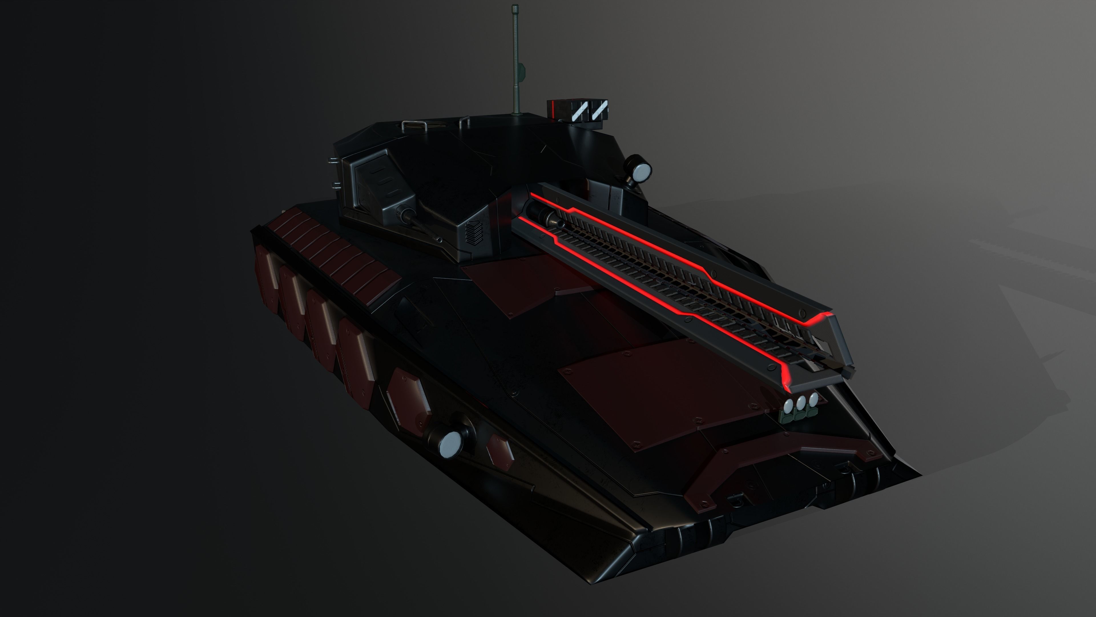 Gameready Sci-Fi Heavy Tank With Railgun Low-poly 3D model_6