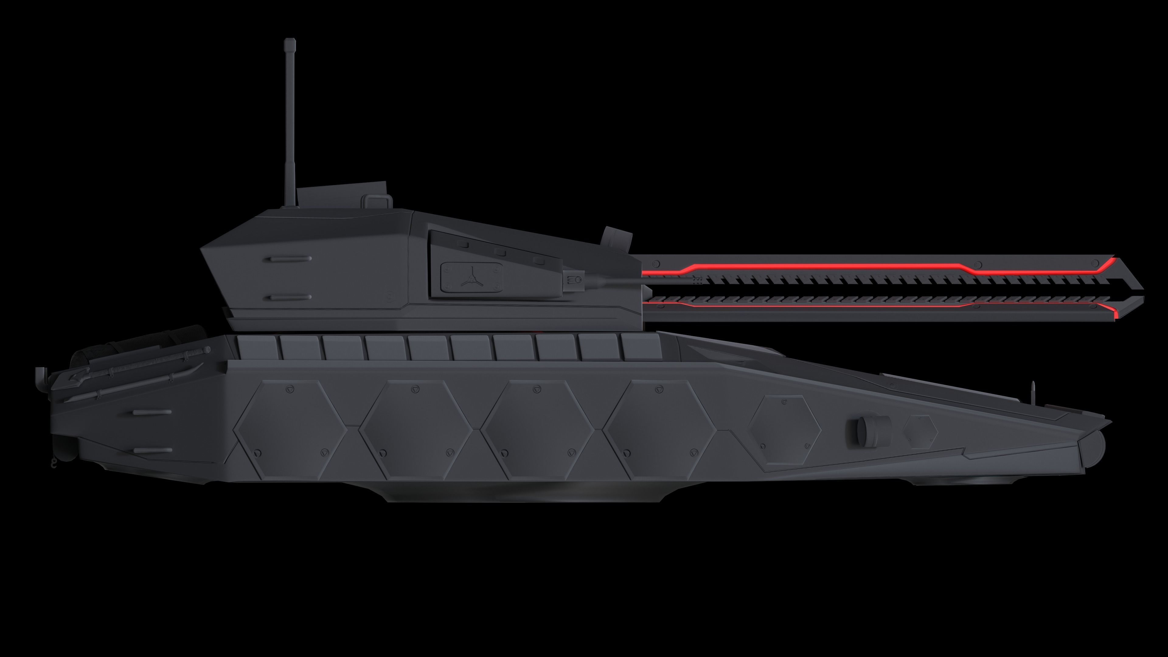 Gameready Sci-Fi Heavy Tank With Railgun Low-poly 3D model_9