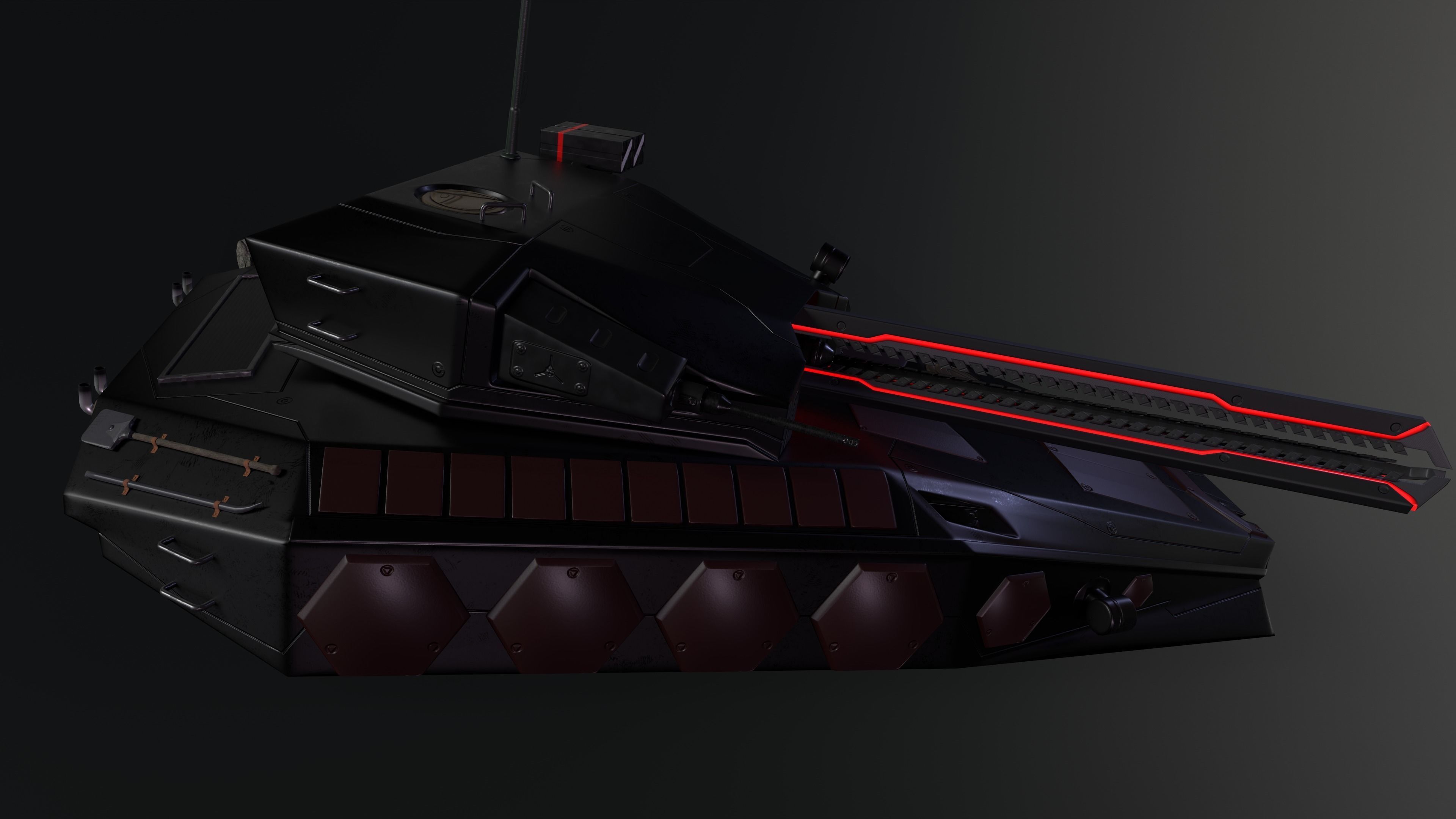 Gameready Sci-Fi Heavy Tank With Railgun Low-poly 3D model_4