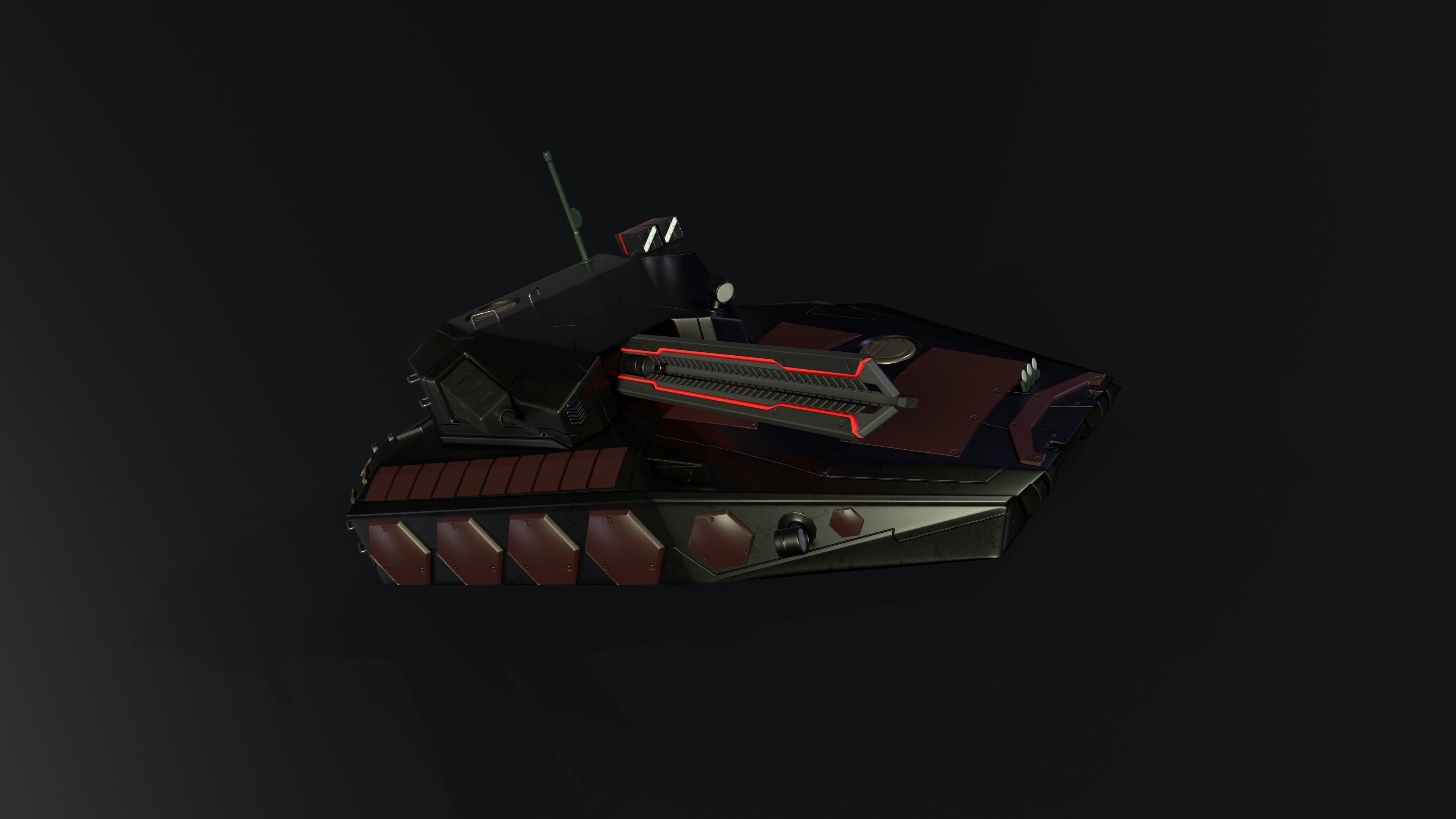 Gameready Sci-Fi Heavy Tank With Railgun Low-poly 3D model_3