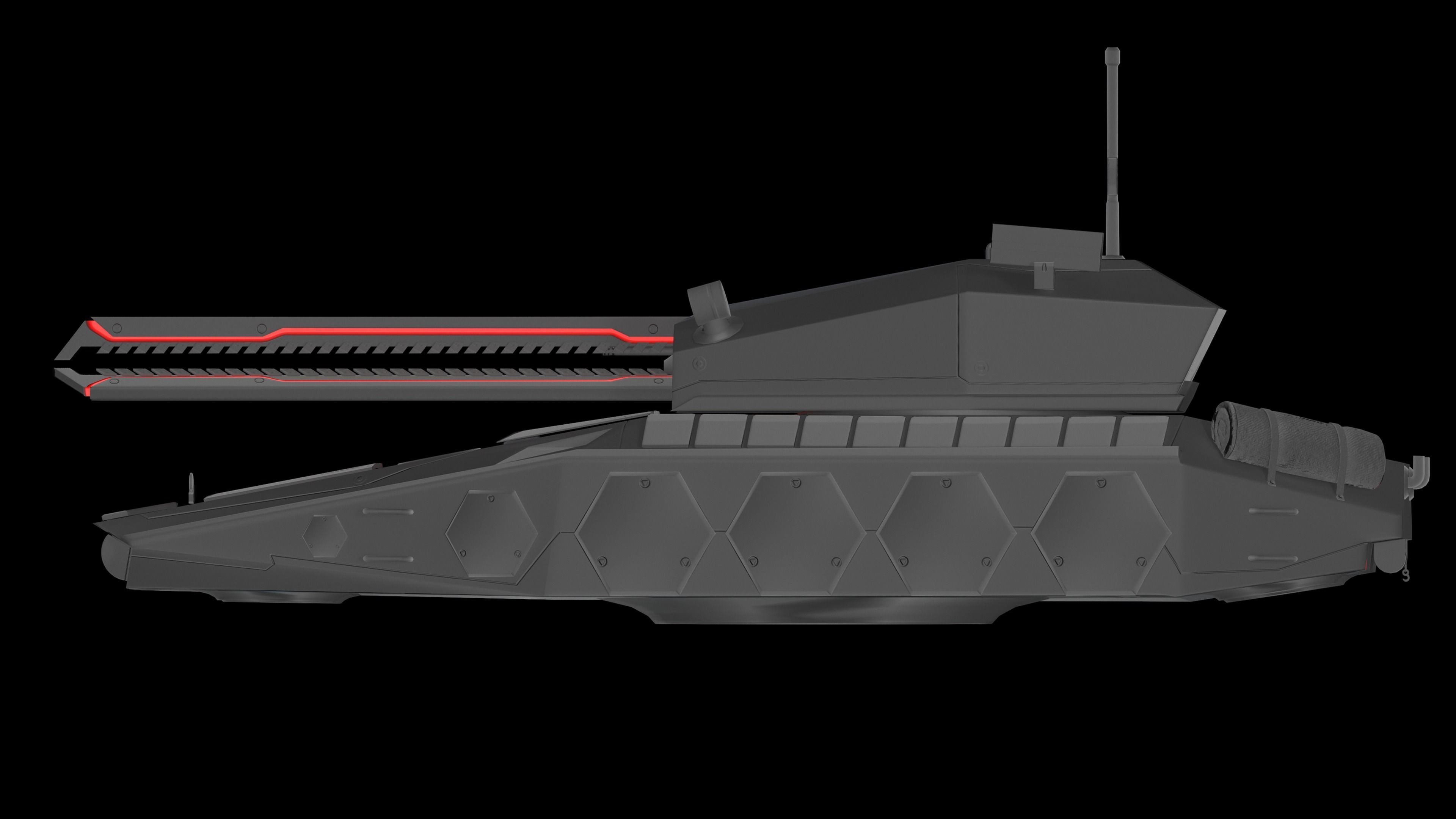 Gameready Sci-Fi Heavy Tank With Railgun Low-poly 3D model_8
