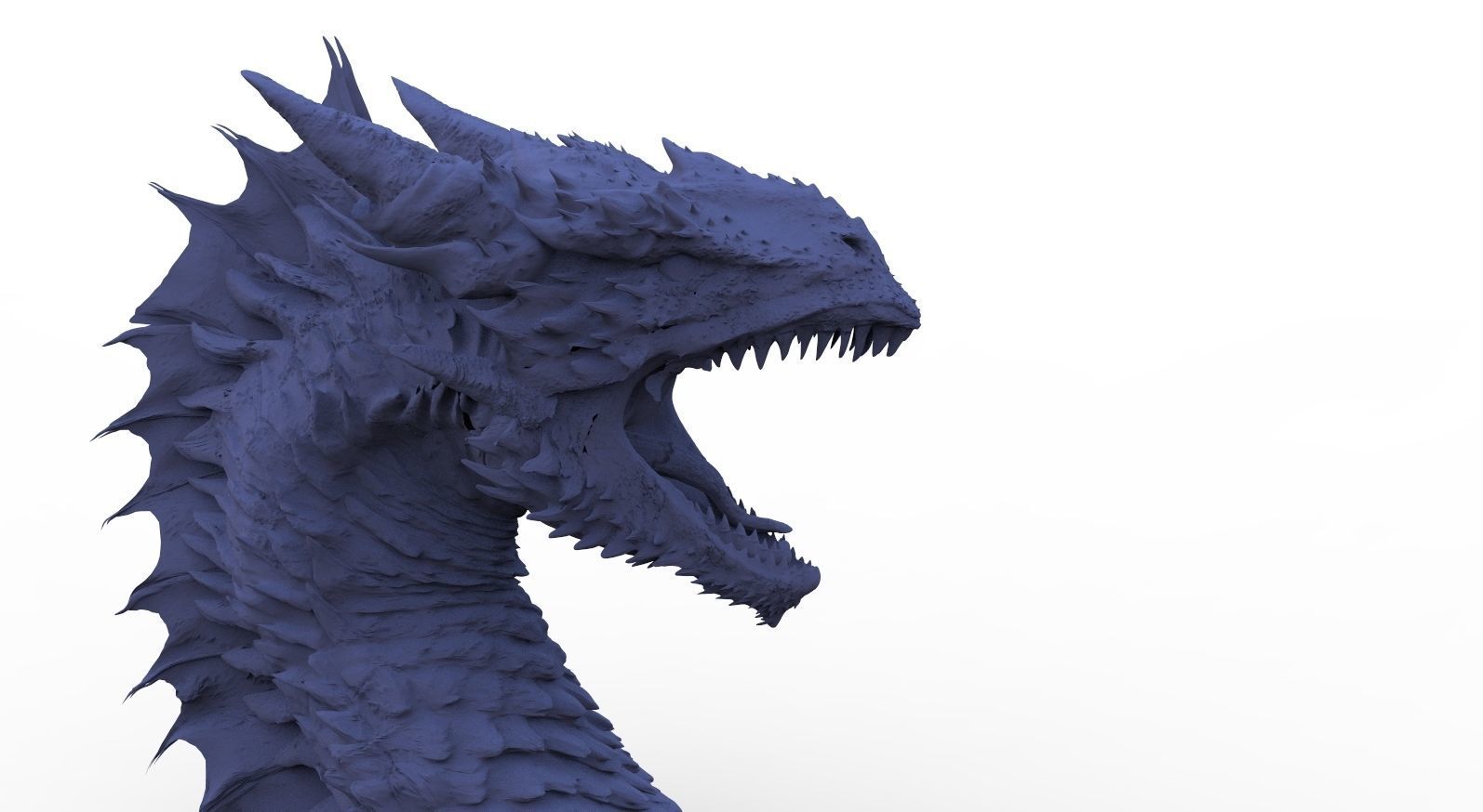 Dragon head roar posed head 3D model_3