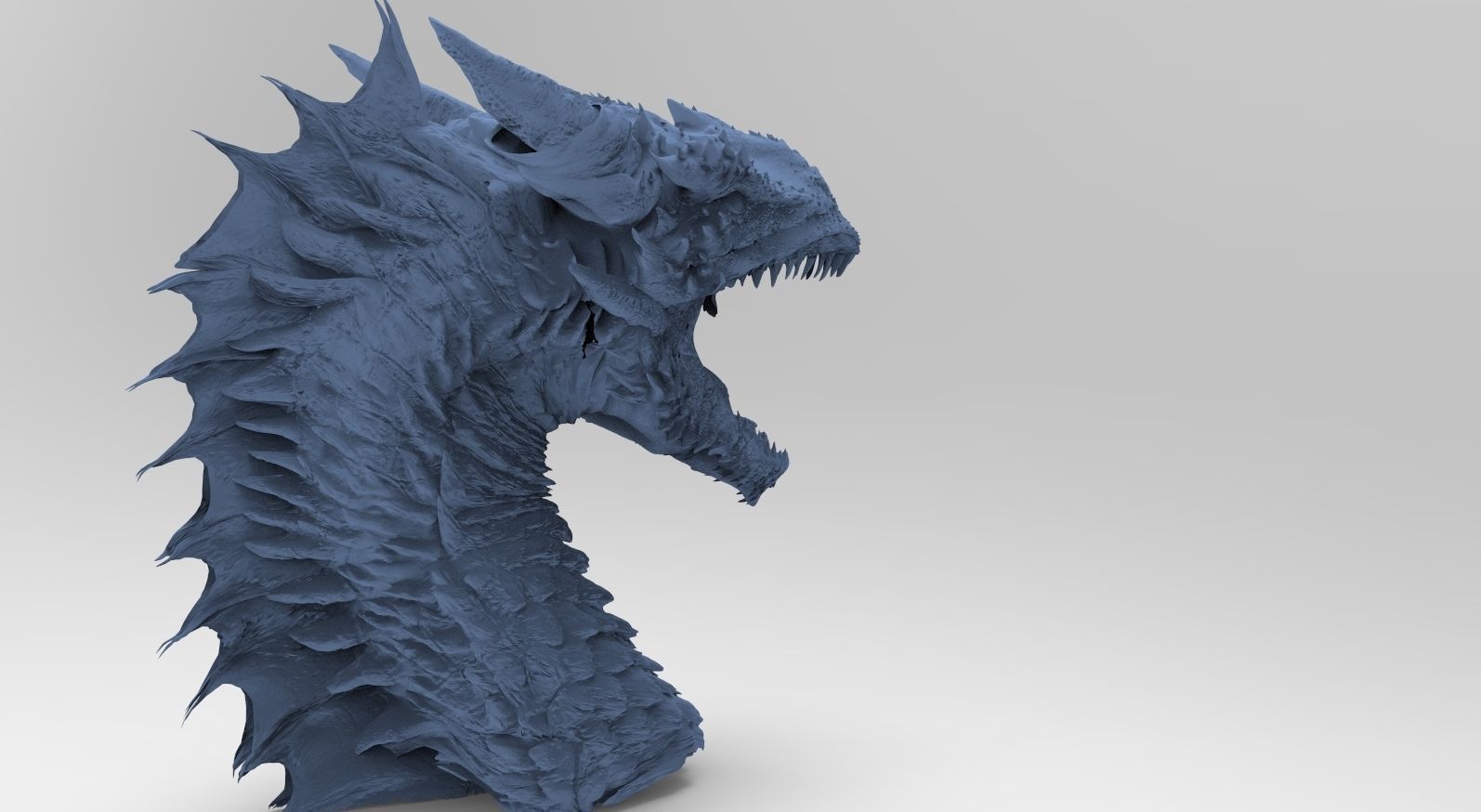 Dragon head roar posed head 3D model_1