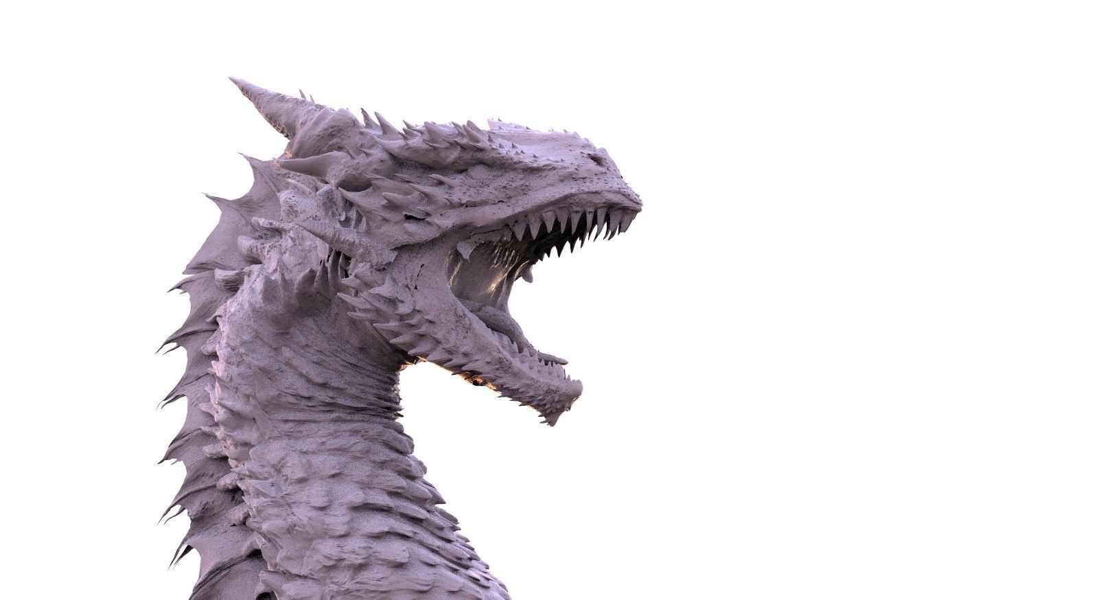 Dragon head roar posed head 3D model_4