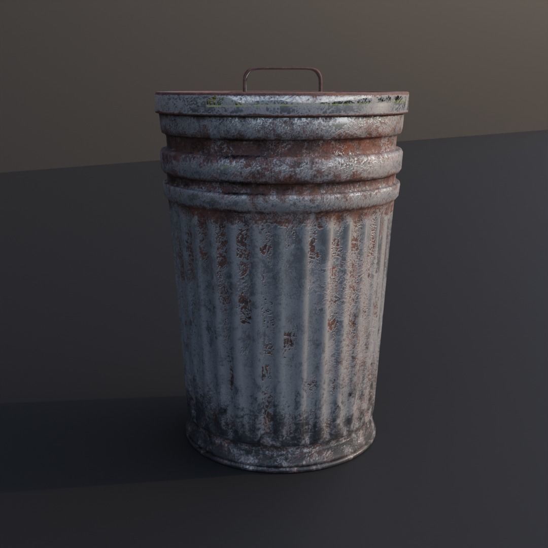 Garbage can Low-poly 3D model_5