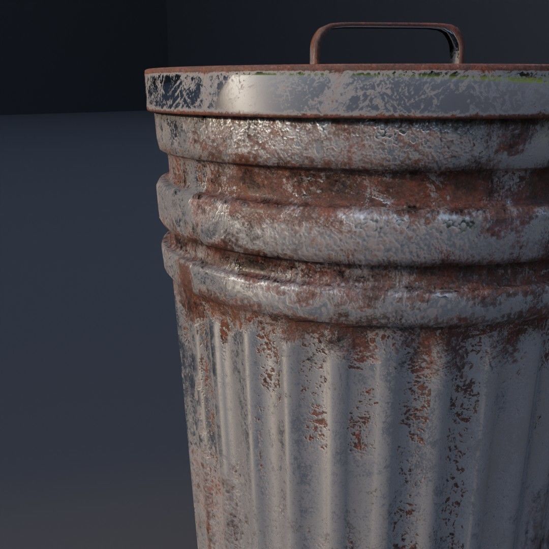 Garbage can Low-poly 3D model_2