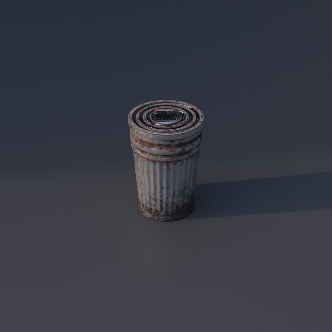 Garbage can Low-poly 3D model_3