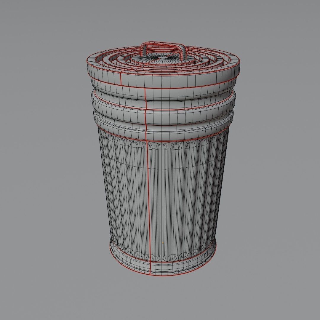 Garbage can Low-poly 3D model_4