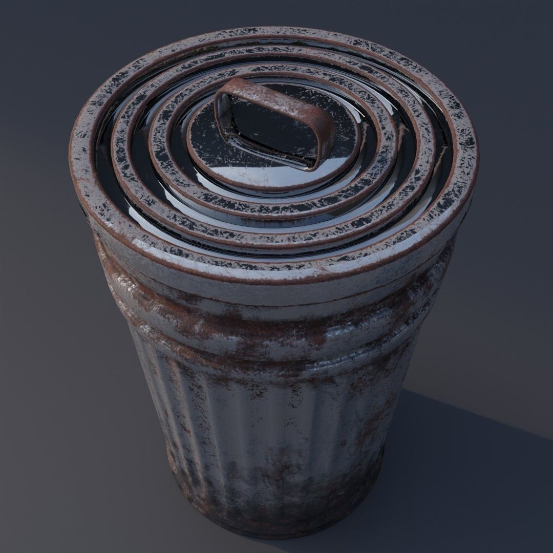 Garbage can Low-poly 3D model_1
