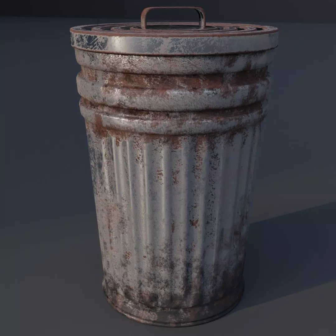 Garbage can Low-poly 3D model_0