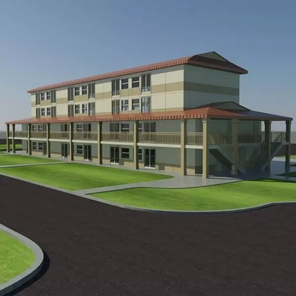 Motel - Military Barracks 3D model_0