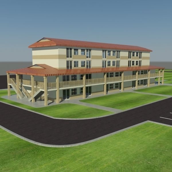 Motel - Military Barracks 3D model_1