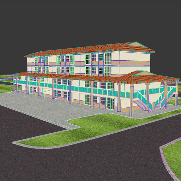 Motel - Military Barracks 3D model_9