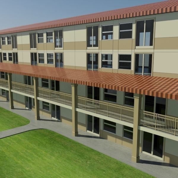 Motel - Military Barracks 3D model_6