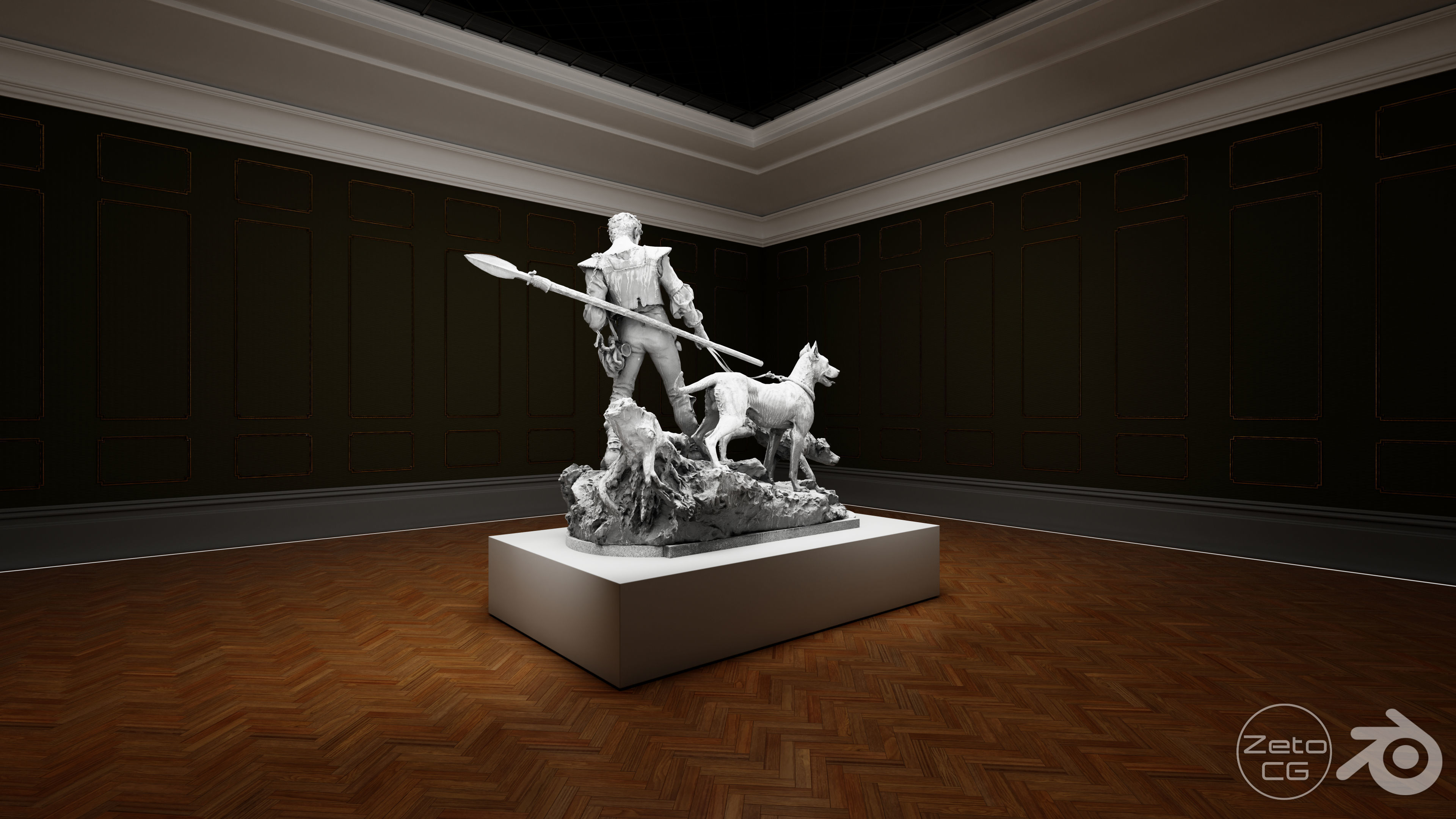 Art Museum Gallery Interior 8 - Textured - UE5 - Blender Low-poly 3D model_3