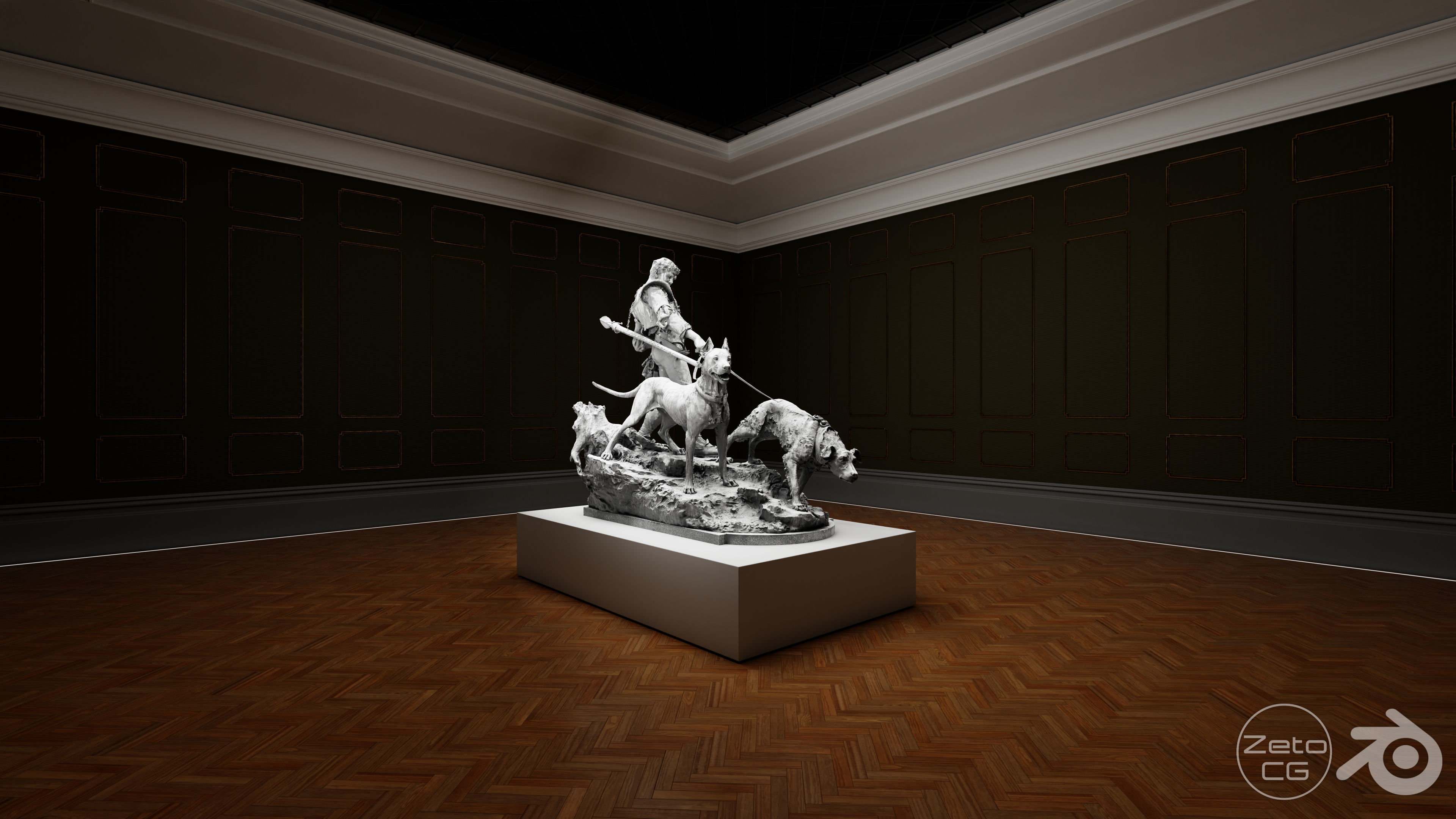 Art Museum Gallery Interior 8 - Textured - UE5 - Blender Low-poly 3D model_4