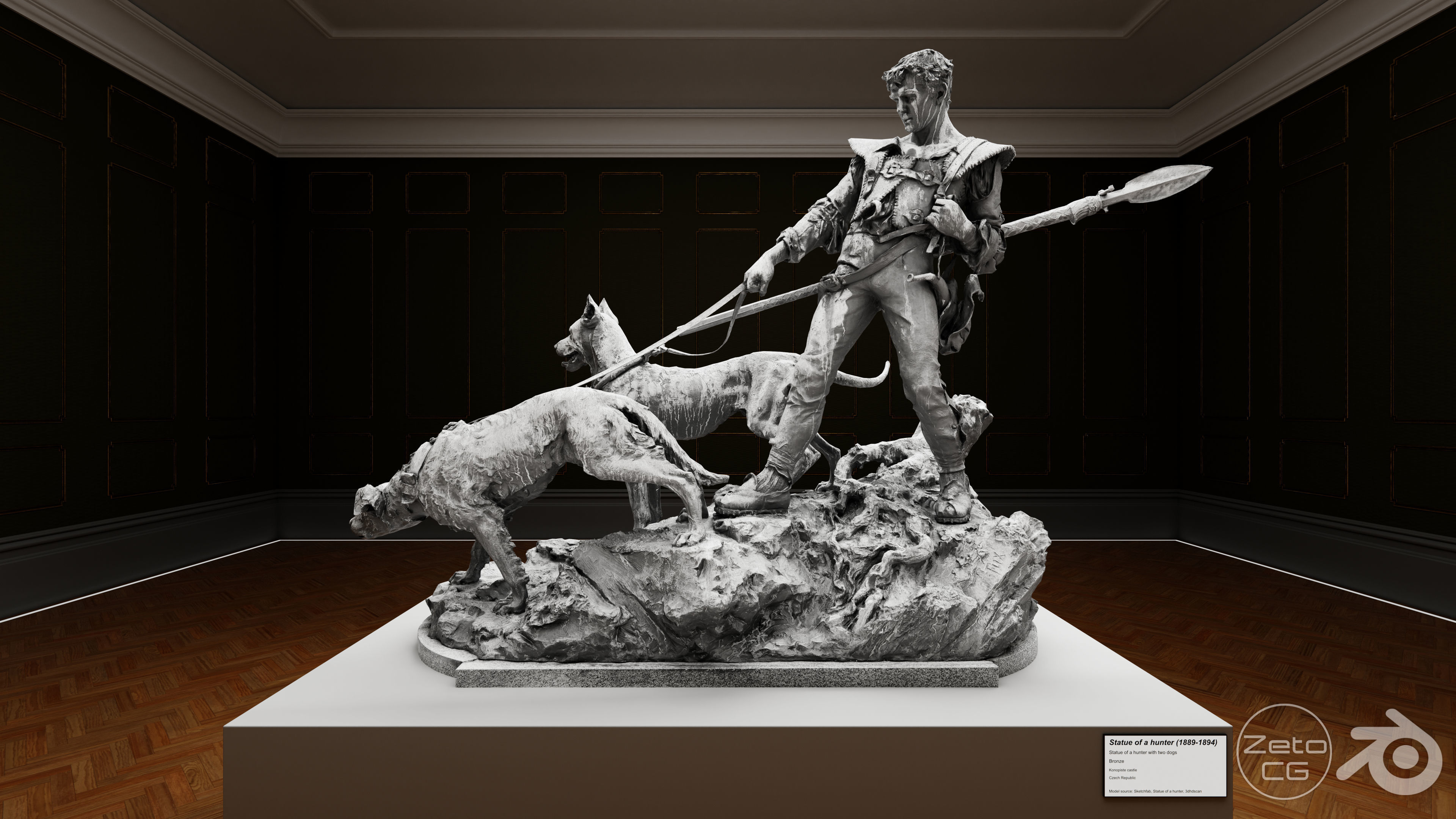 Art Museum Gallery Interior 8 - Textured - UE5 - Blender Low-poly 3D model_1