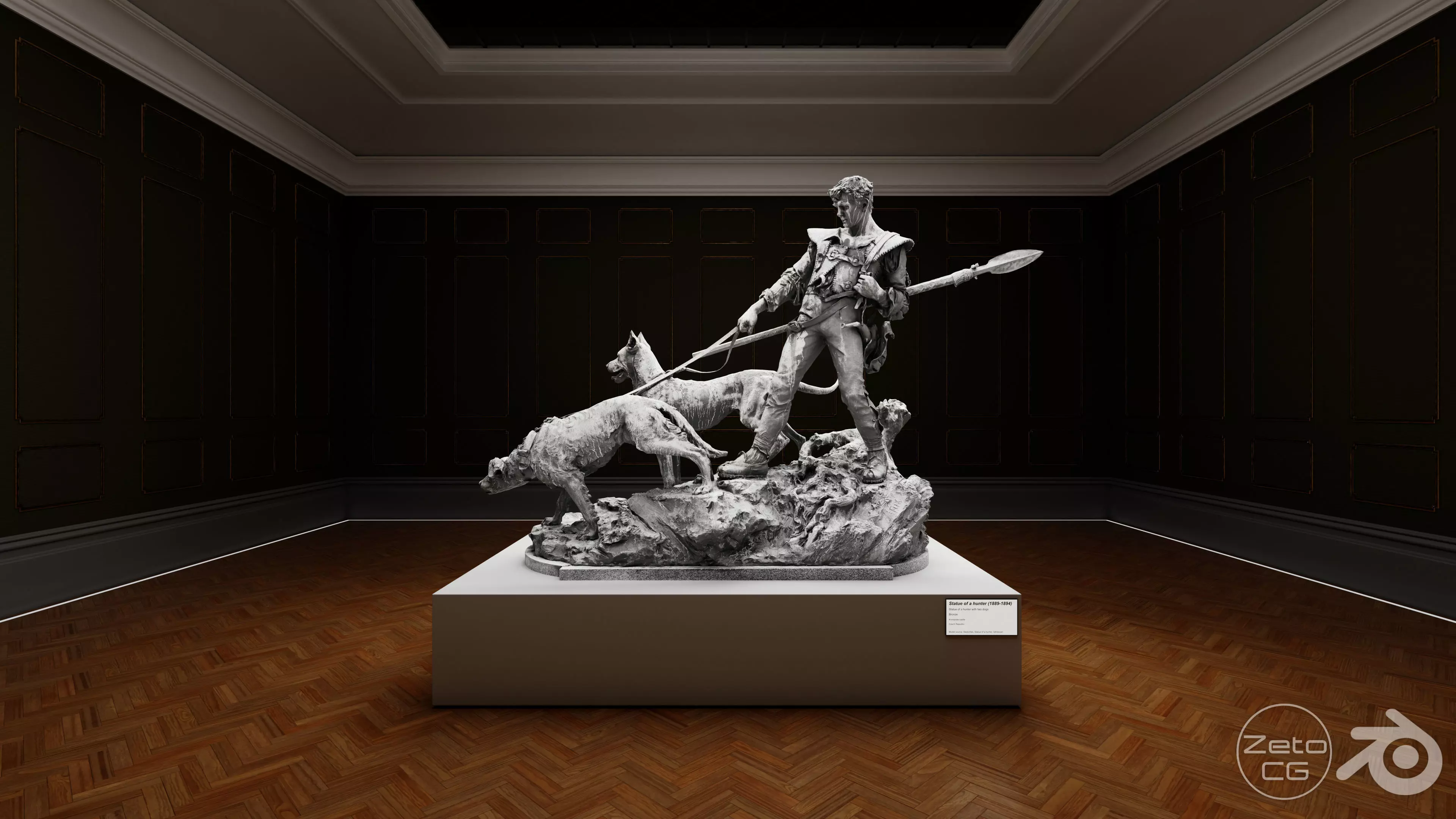 Art Museum Gallery Interior 8 - Textured - UE5 - Blender Low-poly 3D model_0