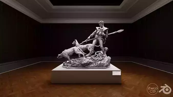 Art Museum Gallery Interior 8 - Textured - UE5 - Blender Low-poly 3D model