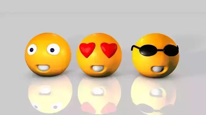 Smiles three emojis with sunglasses and hearts