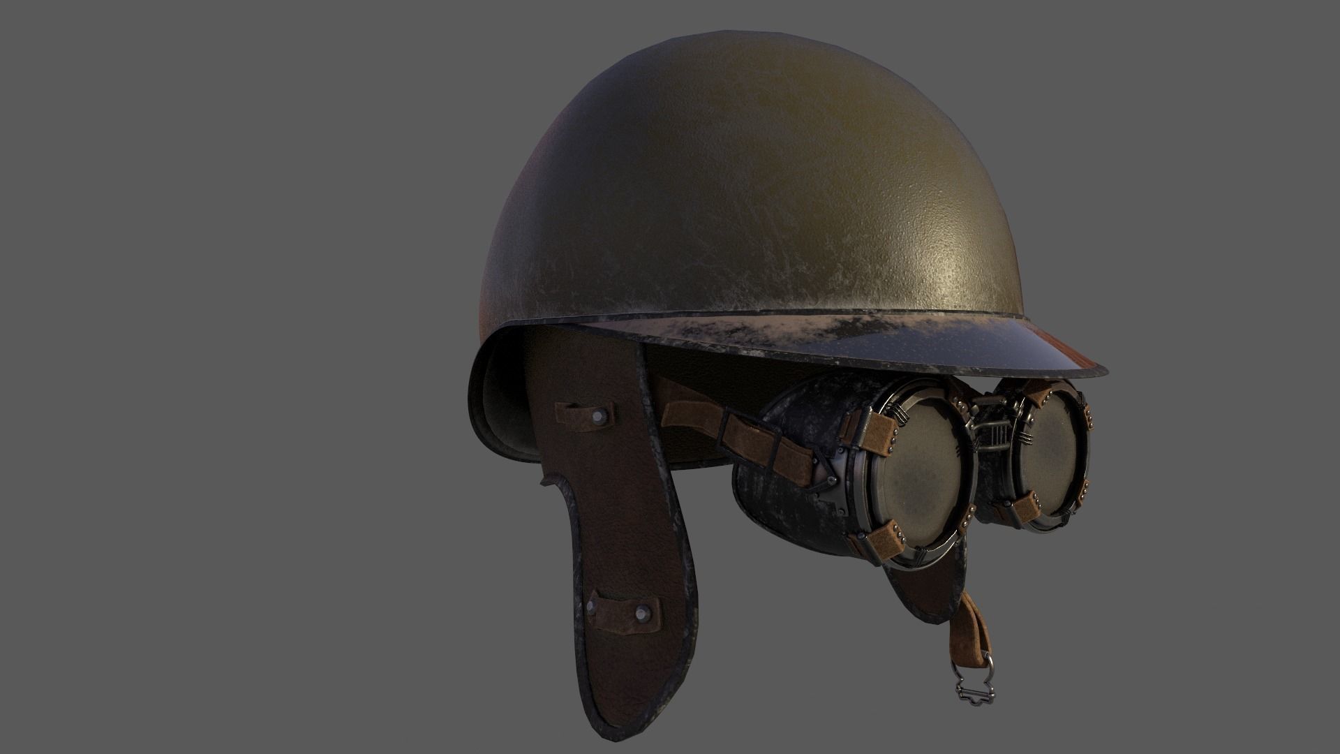 Steampunk Helmet Low-poly 3D model_4