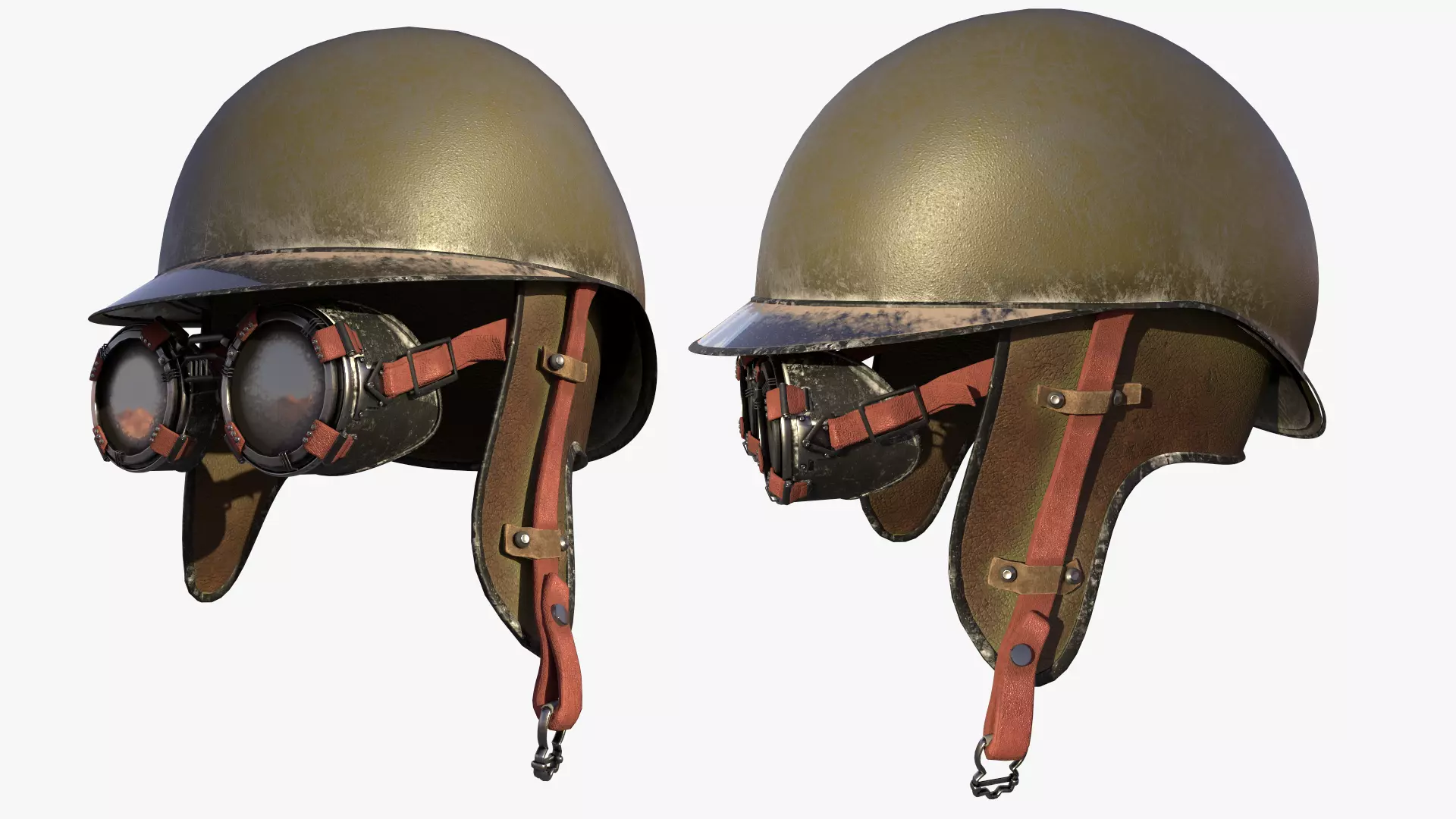 Steampunk Helmet Low-poly 3D model_0