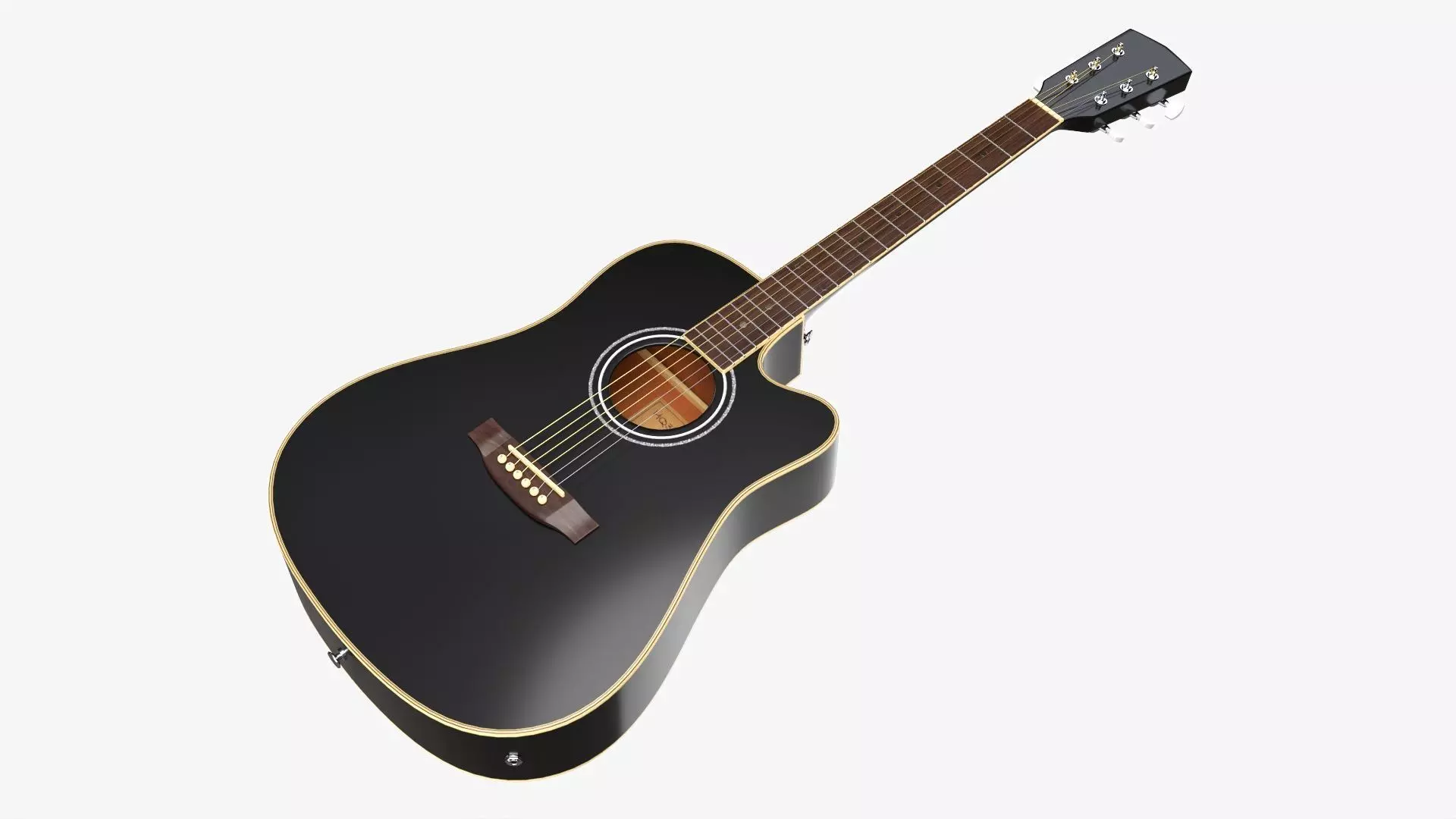 Acoustic guitar dreadnought 02 black 3D model