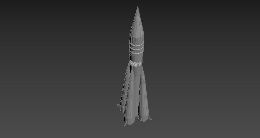 Soyuz R-7 Low-poly 3D model_2