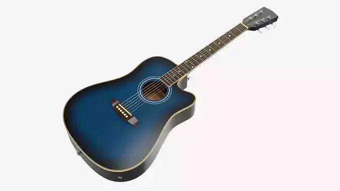 Acoustic dreadnought guitar 02 black blue 3D model