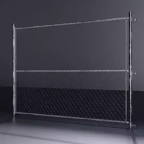 Chain link fence Low-poly 3D model