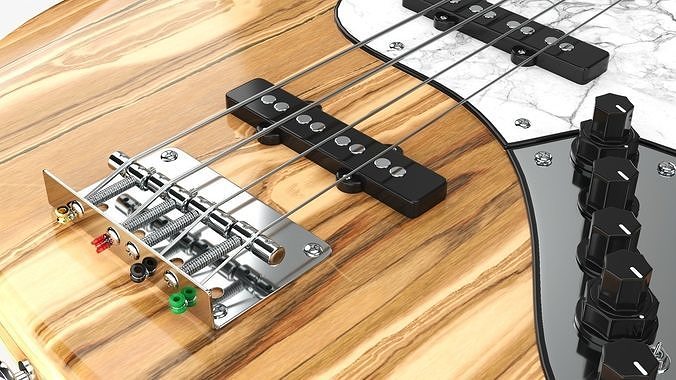 Bass guitar electric 4-string 01 v2 3D model 6