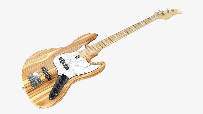 Bass guitar electric 4-string 01 v2 3D model 2