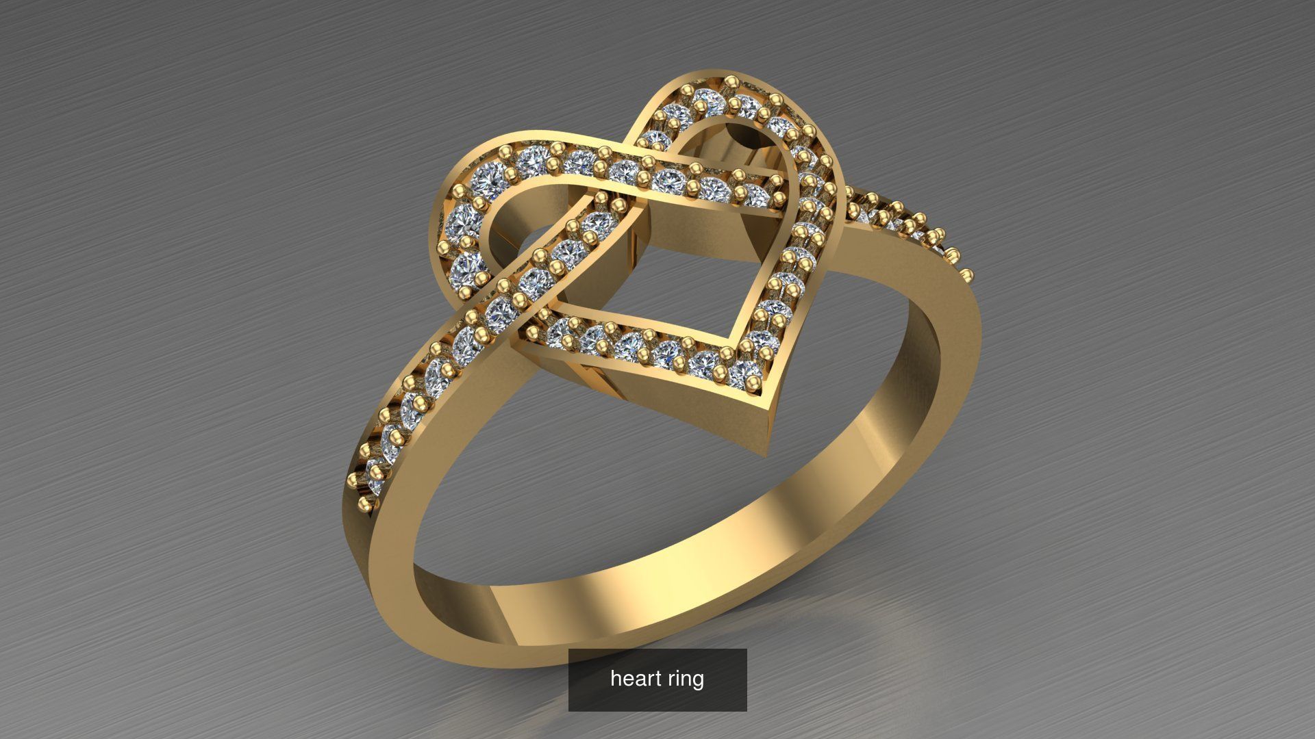 heart collection shaped gold ring with diamonds _1