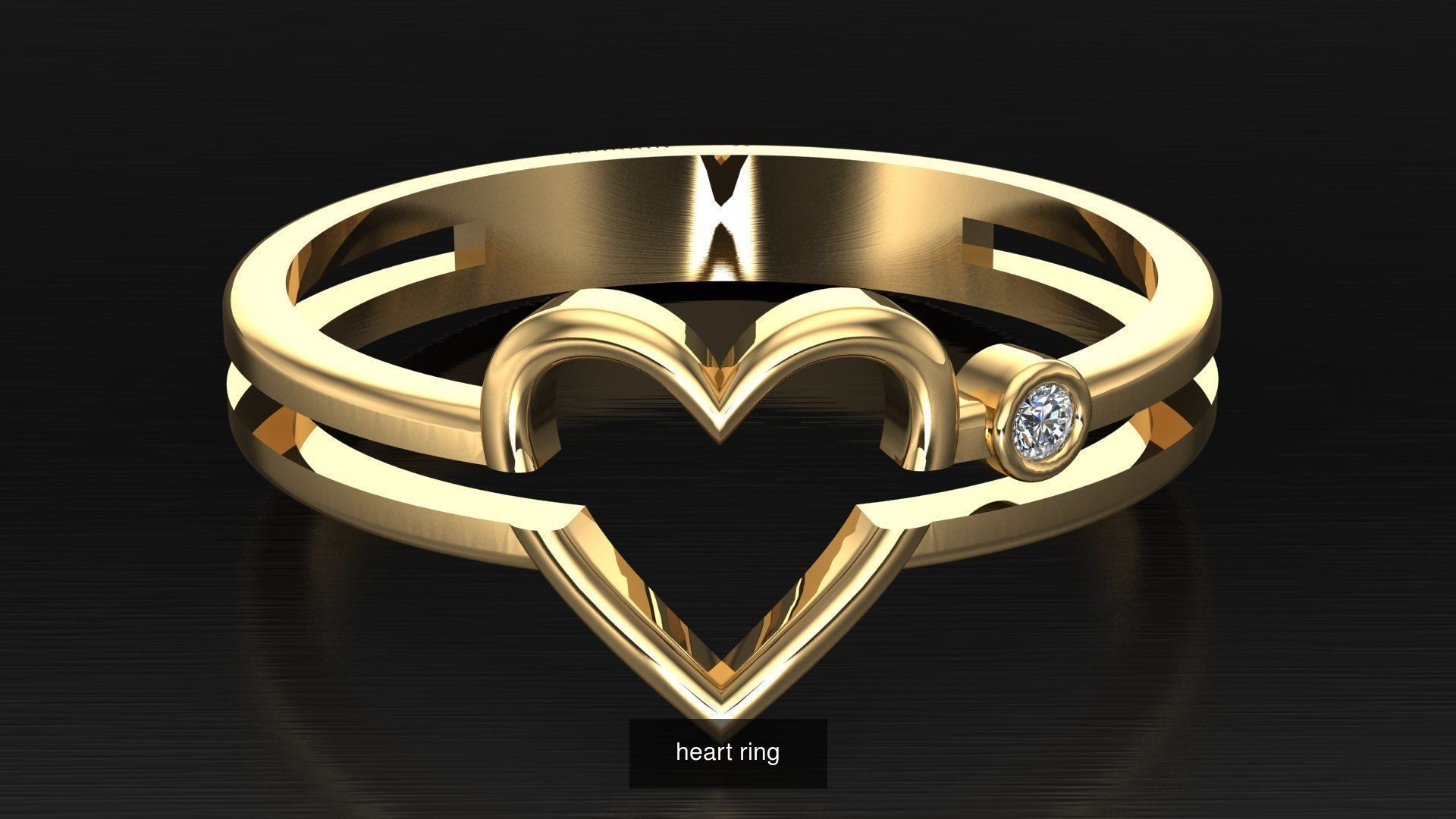 heart collection shaped gold ring with diamonds _5