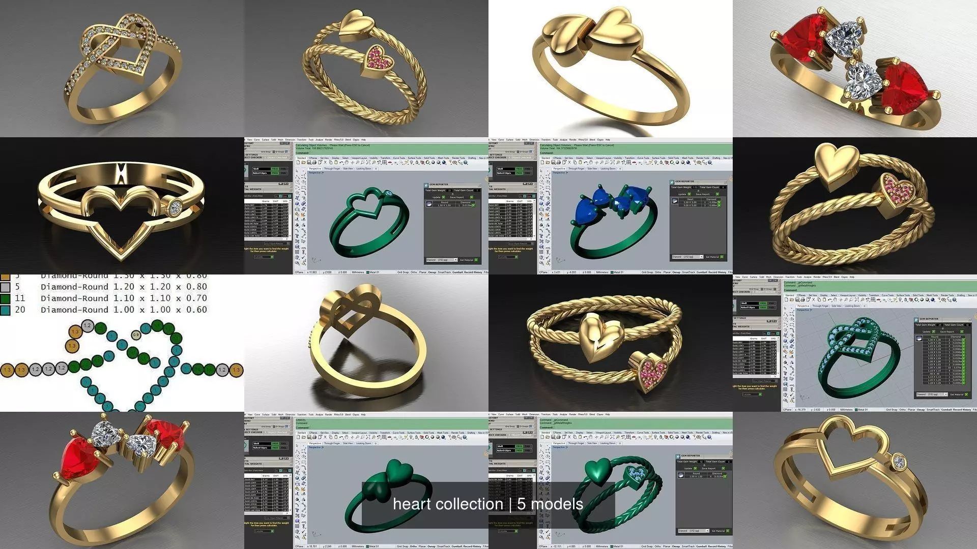 heart collection shaped gold ring with diamonds _0