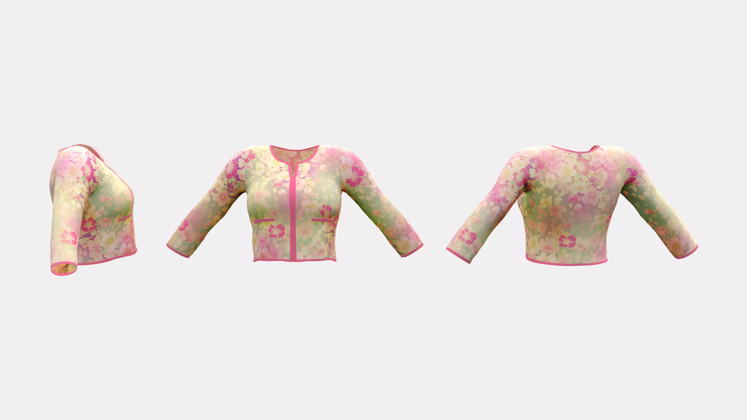 Female Crop Jacket Low-poly 3D model_0